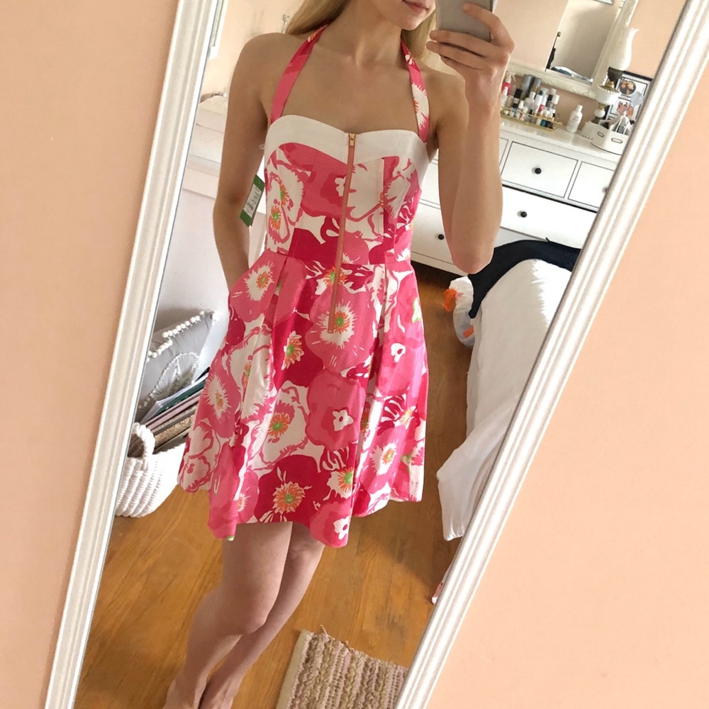 Lilly Pulitzer Pink Floral Zip up Dress: NWT!